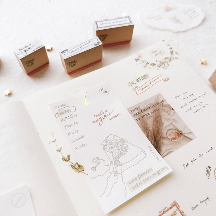 Blinks of Life - BOL - Letterpress Label Book Rubber Stamp - Journal Inspiration