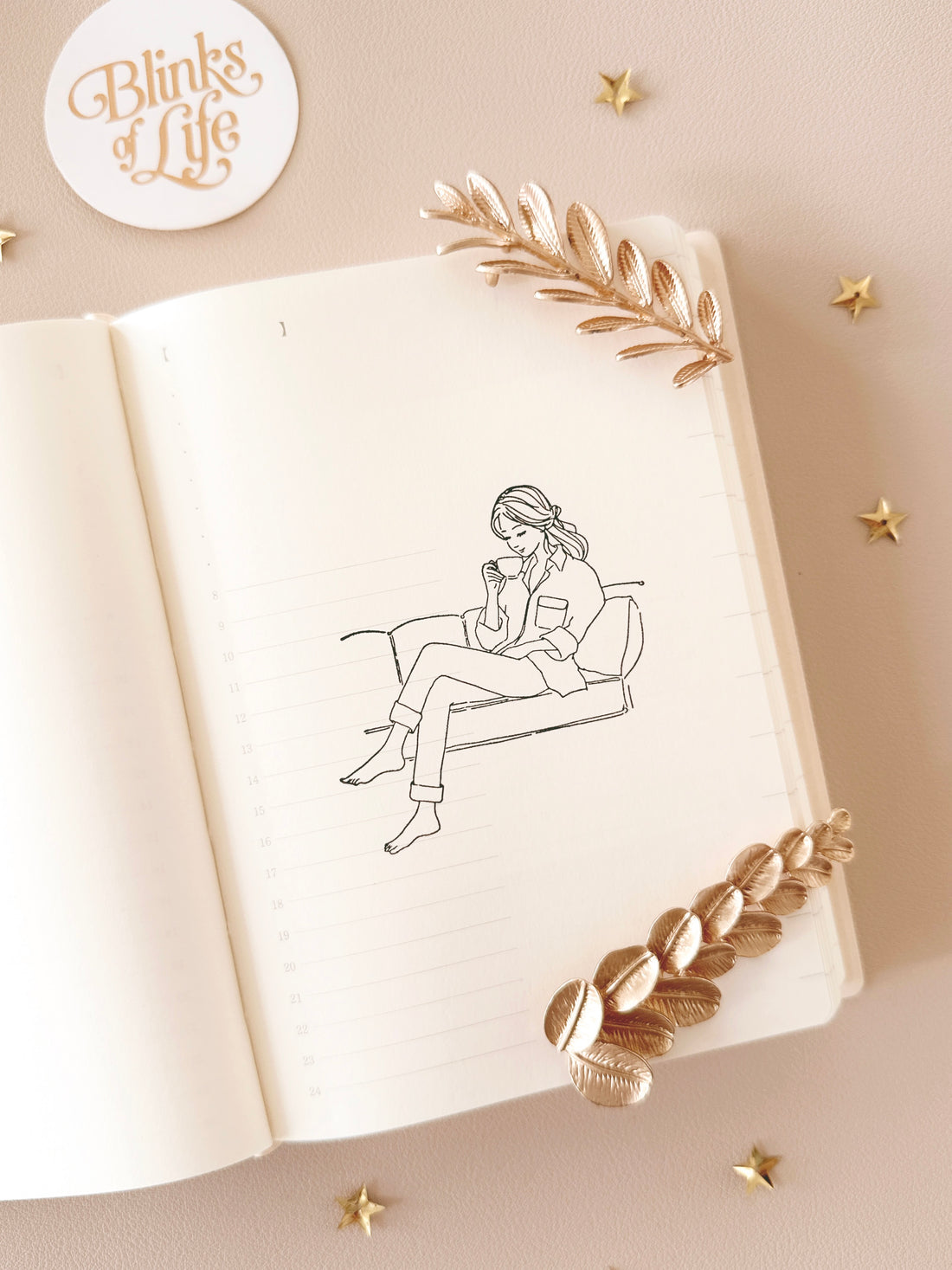 Blinks of Life - Journal Quote Illustration Rubber Stamp - Blissful - At Home