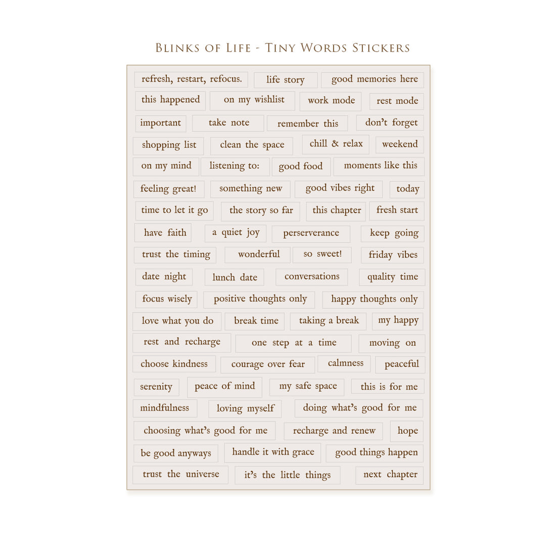 Blinks of Life - Tiny Words Journaling Stickers