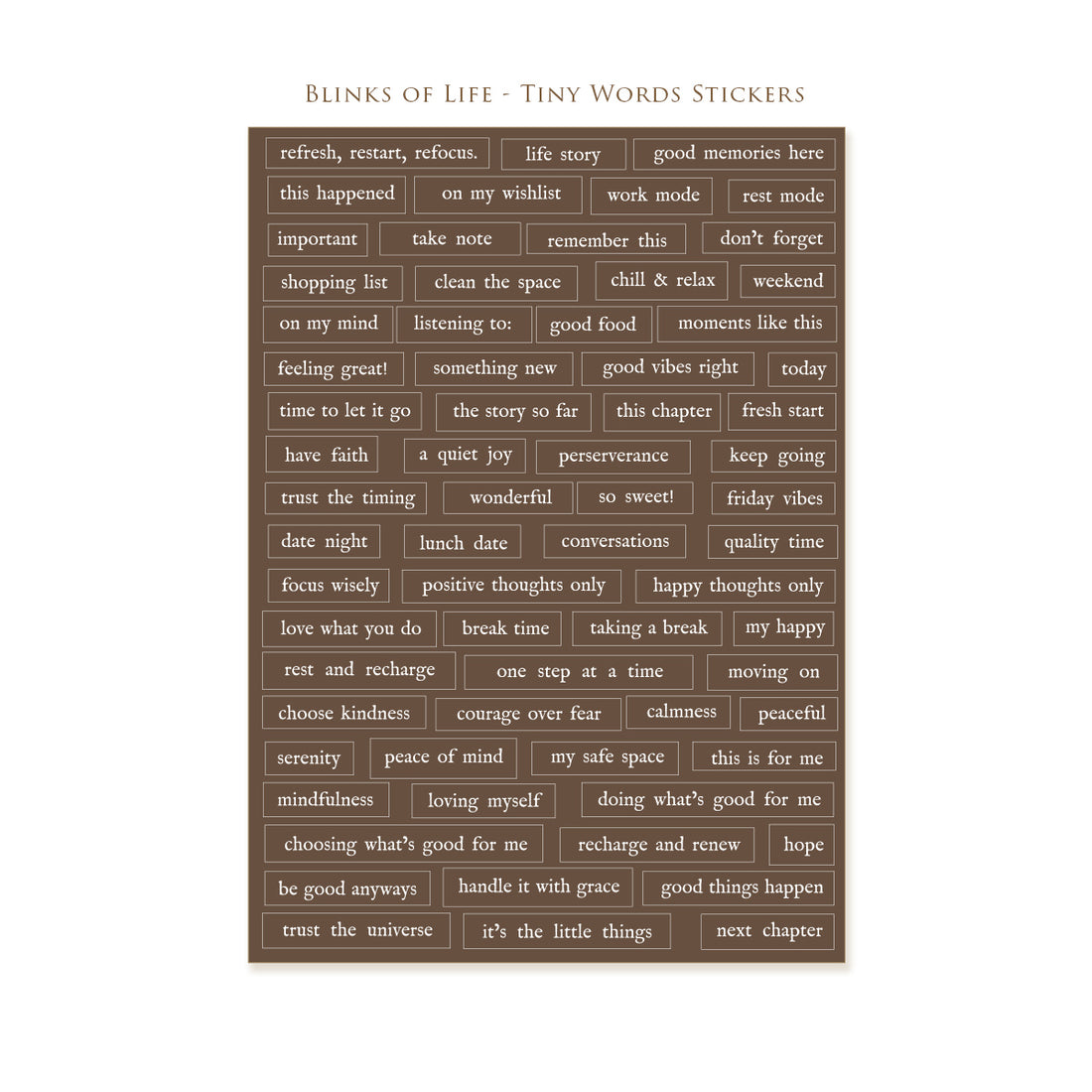 Blinks of Life - Tiny Words Journaling Stickers