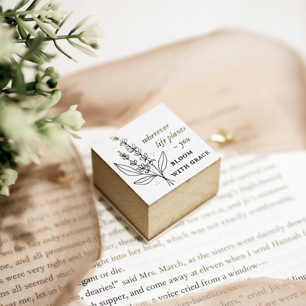 Blinks of Life Rubber Stamp Journal Quote - Bloom With Grace