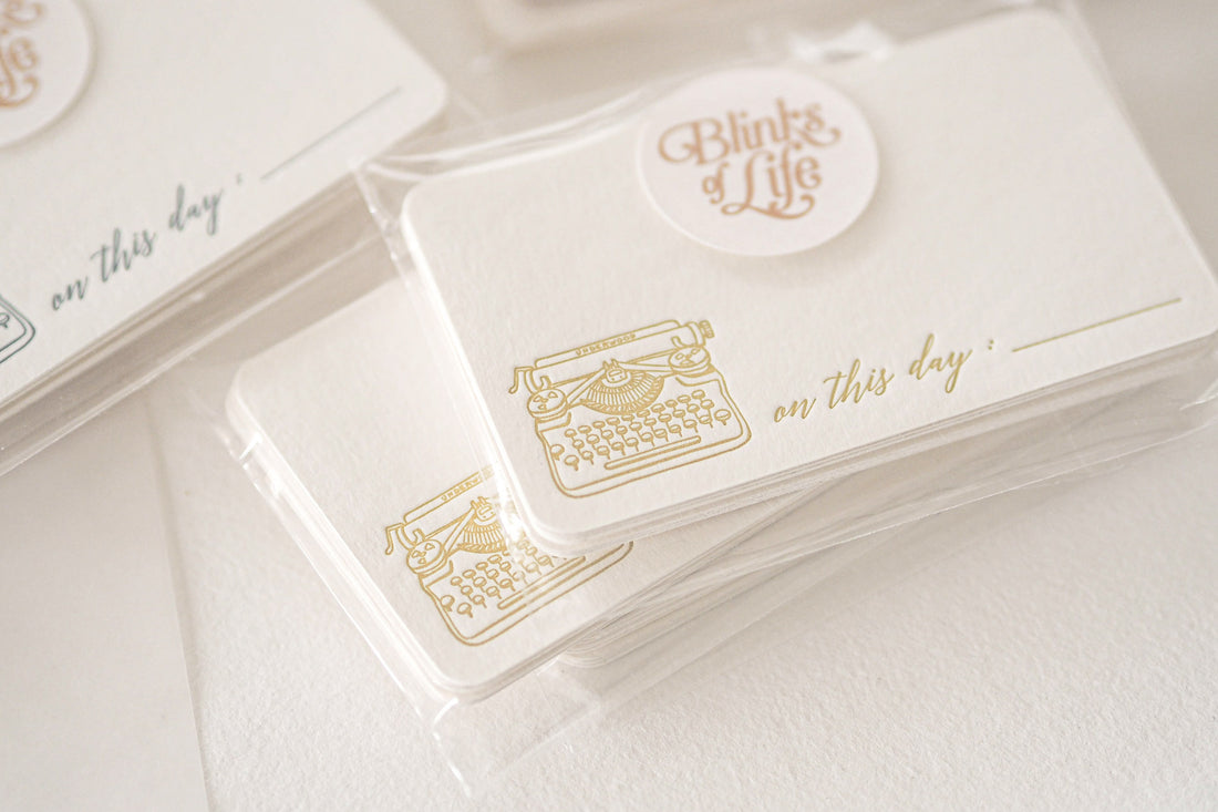 Blinks of Life Letterpress - Vintage Typewriter Notecard in Light OliveLetterpress Notecard - Vintage Typewriter in Light Olive
