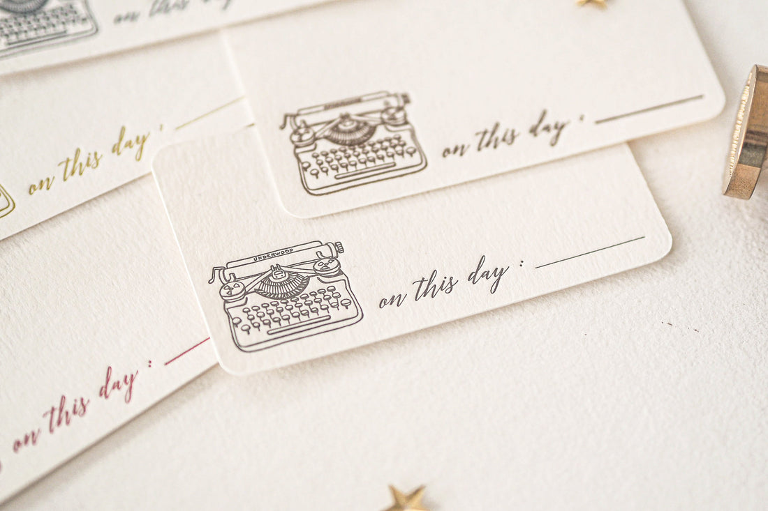 Letterpress Notecard - Vintage Typewriter in Ivory Black