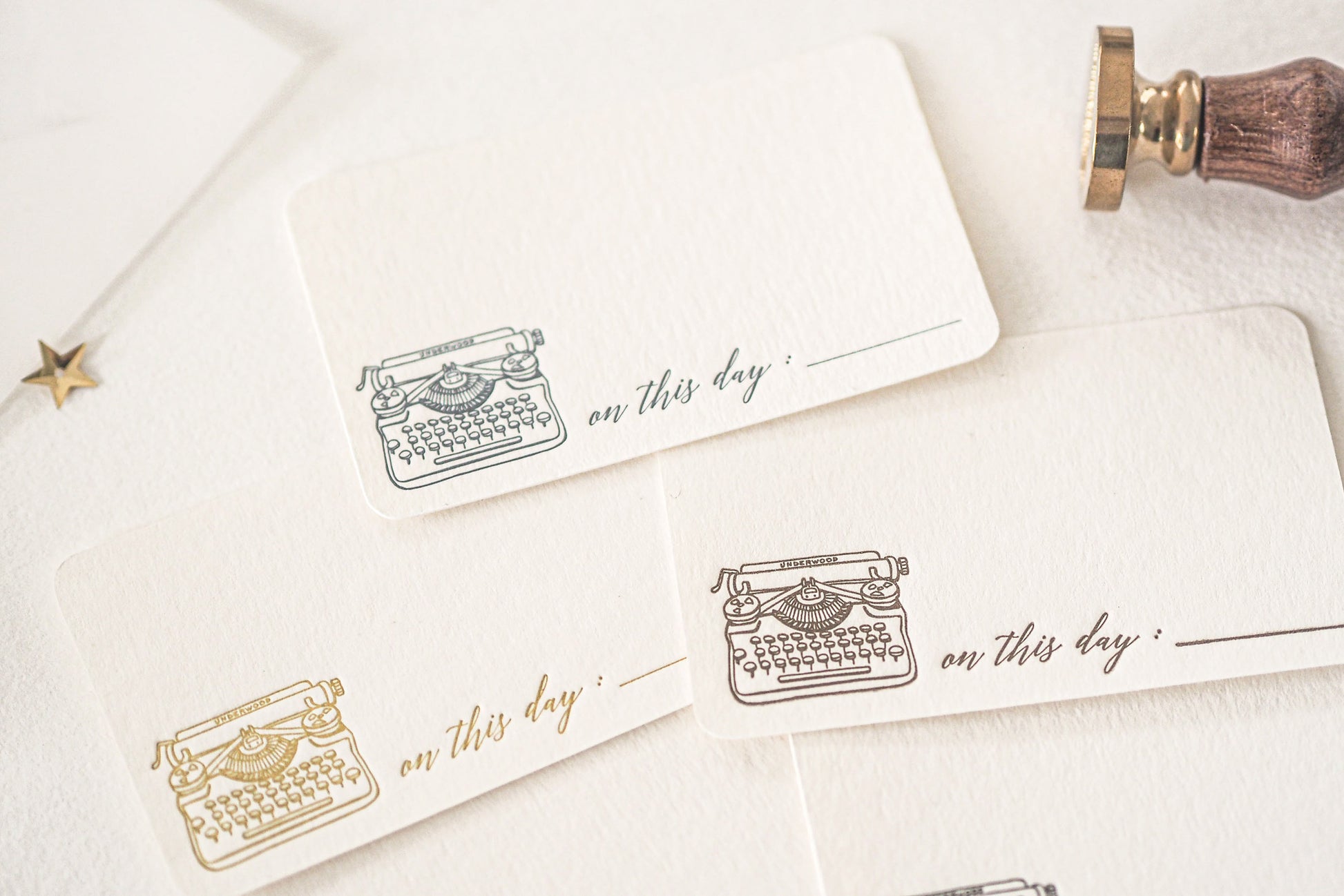 Letterpress Notecard - Vintage Typewriter in Midnight Blue
