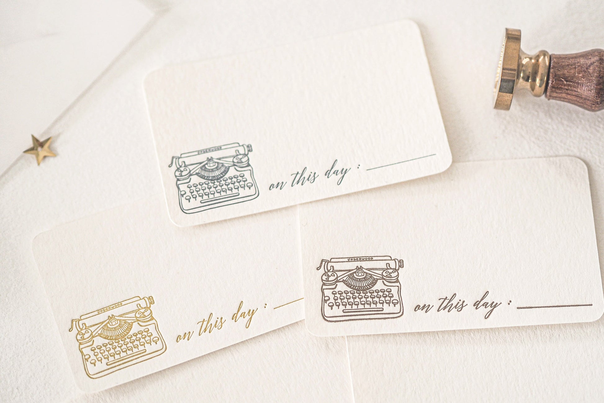 Letterpress Notecard - Vintage Typewriter in Midnight Blue