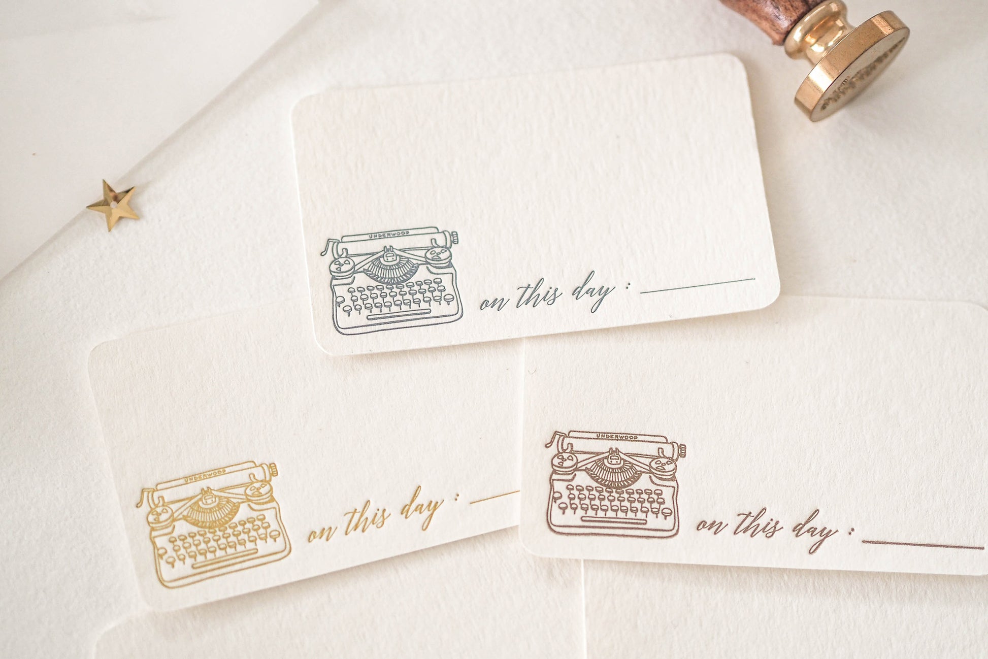 Letterpress Notecard - Vintage Typewriter in Midnight Blue