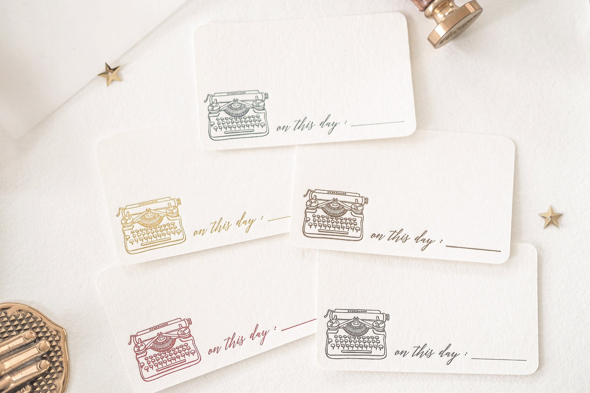 Blinks of Life Letterpress - Vintage Typewriter Notecard in Light Olive