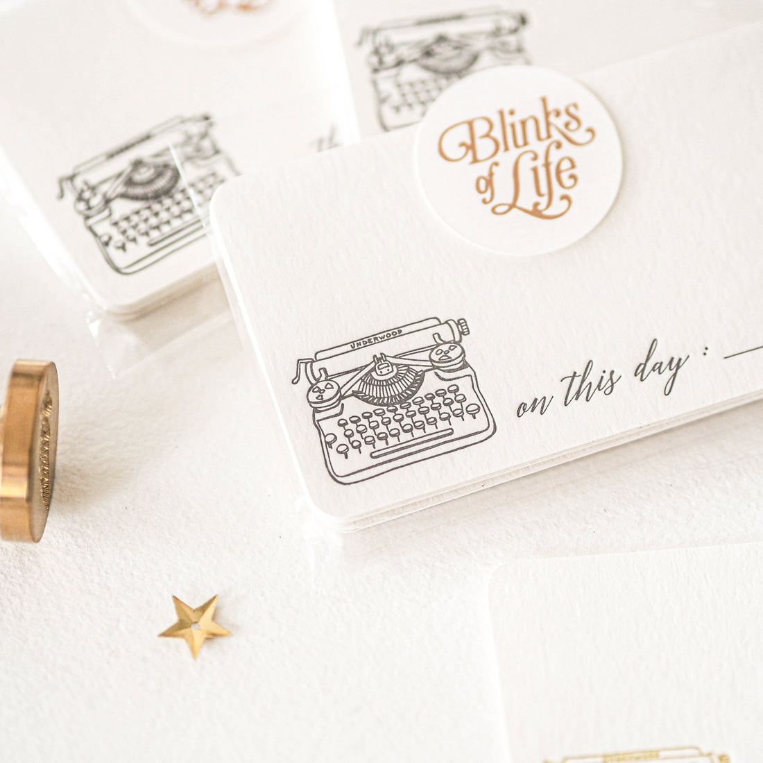 Letterpress Notecard - Vintage Typewriter in Ivory Black