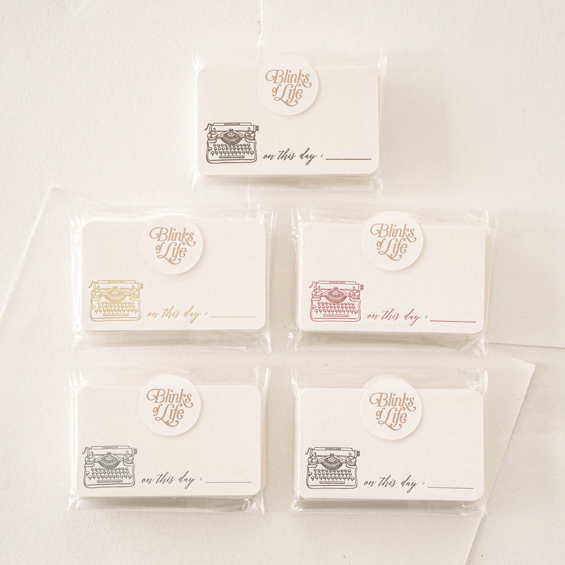 Letterpress Notecard - Vintage Typewriter in Opera Rose