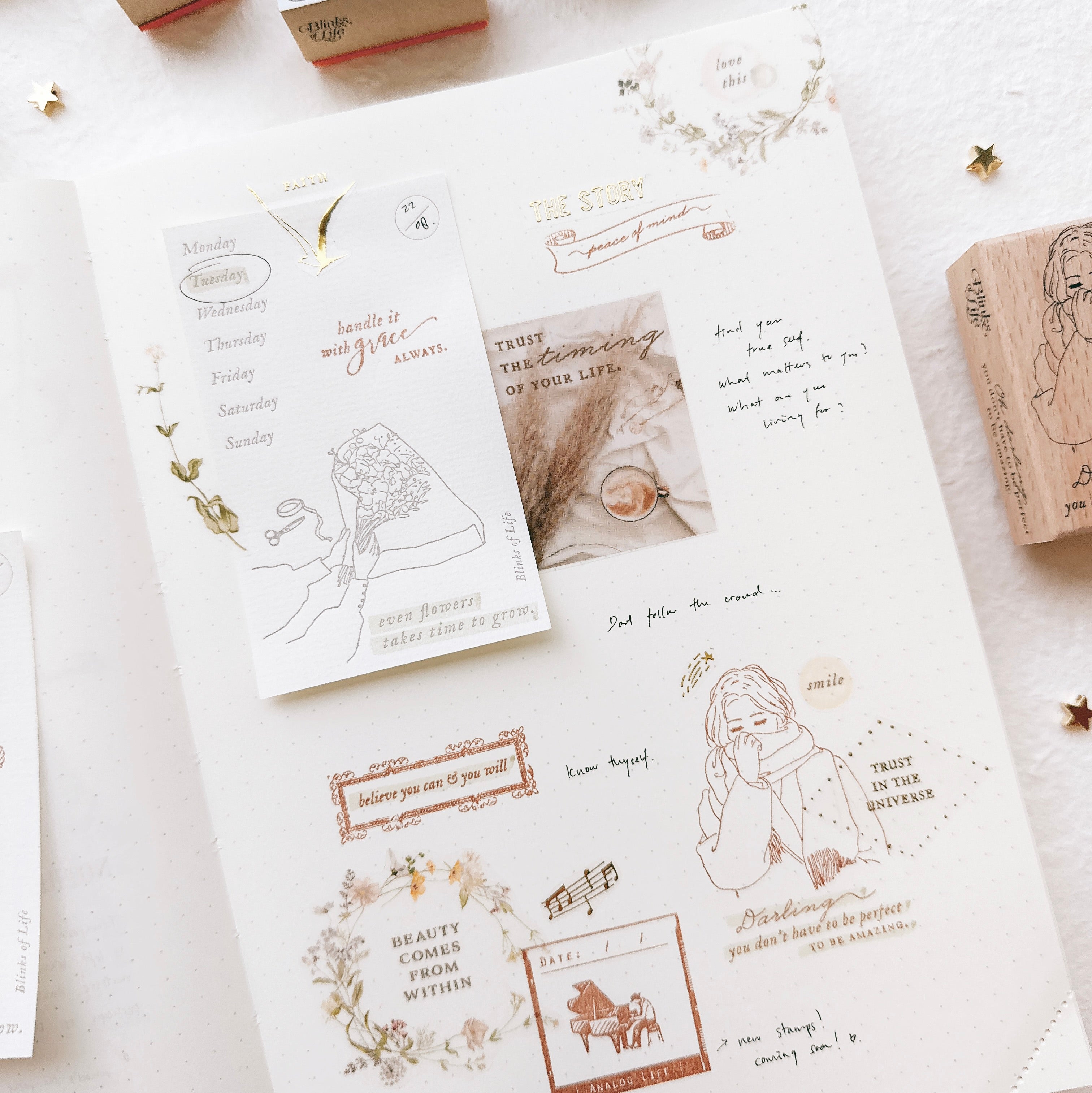 Blinks of Life - BOL - Letterpress Label Book Rubber Stamp - Journal Inspiration