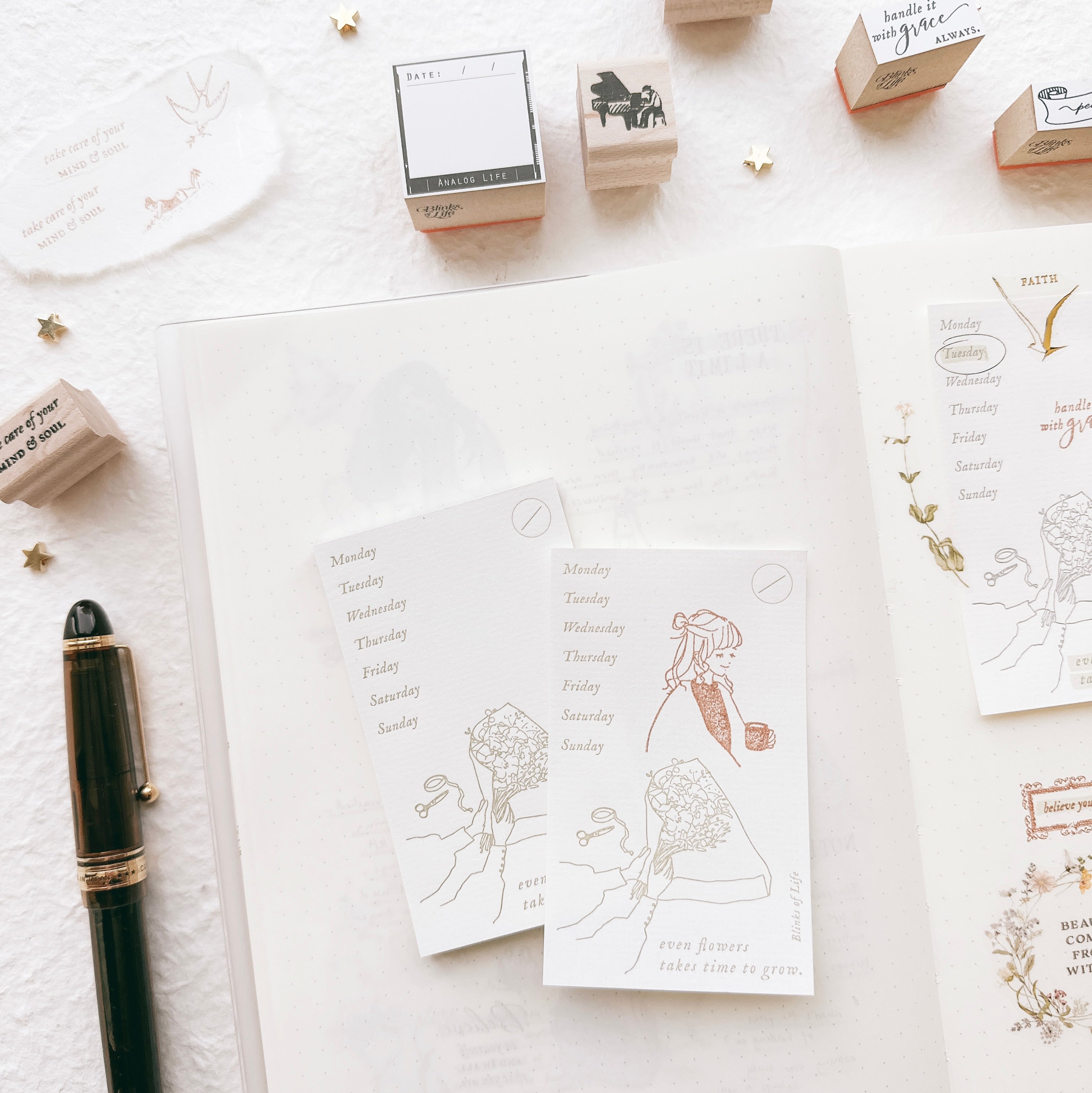 Blinks of Life - BOL - Letterpress Label Book Rubber Stamp - Journal Inspiration