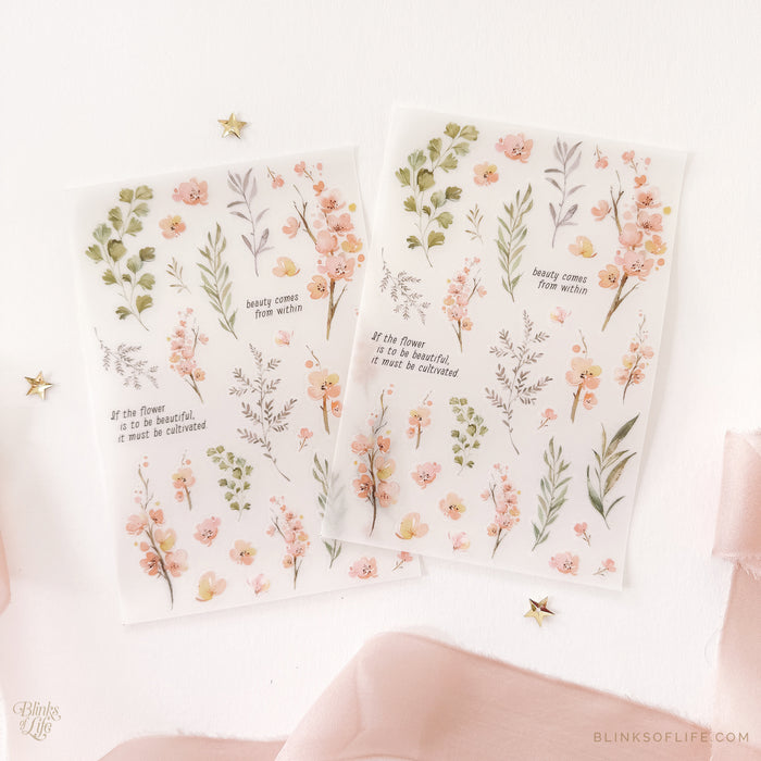 Blinks of Life Transfer Stickers - Botanical Print-On Rub-On Stickers