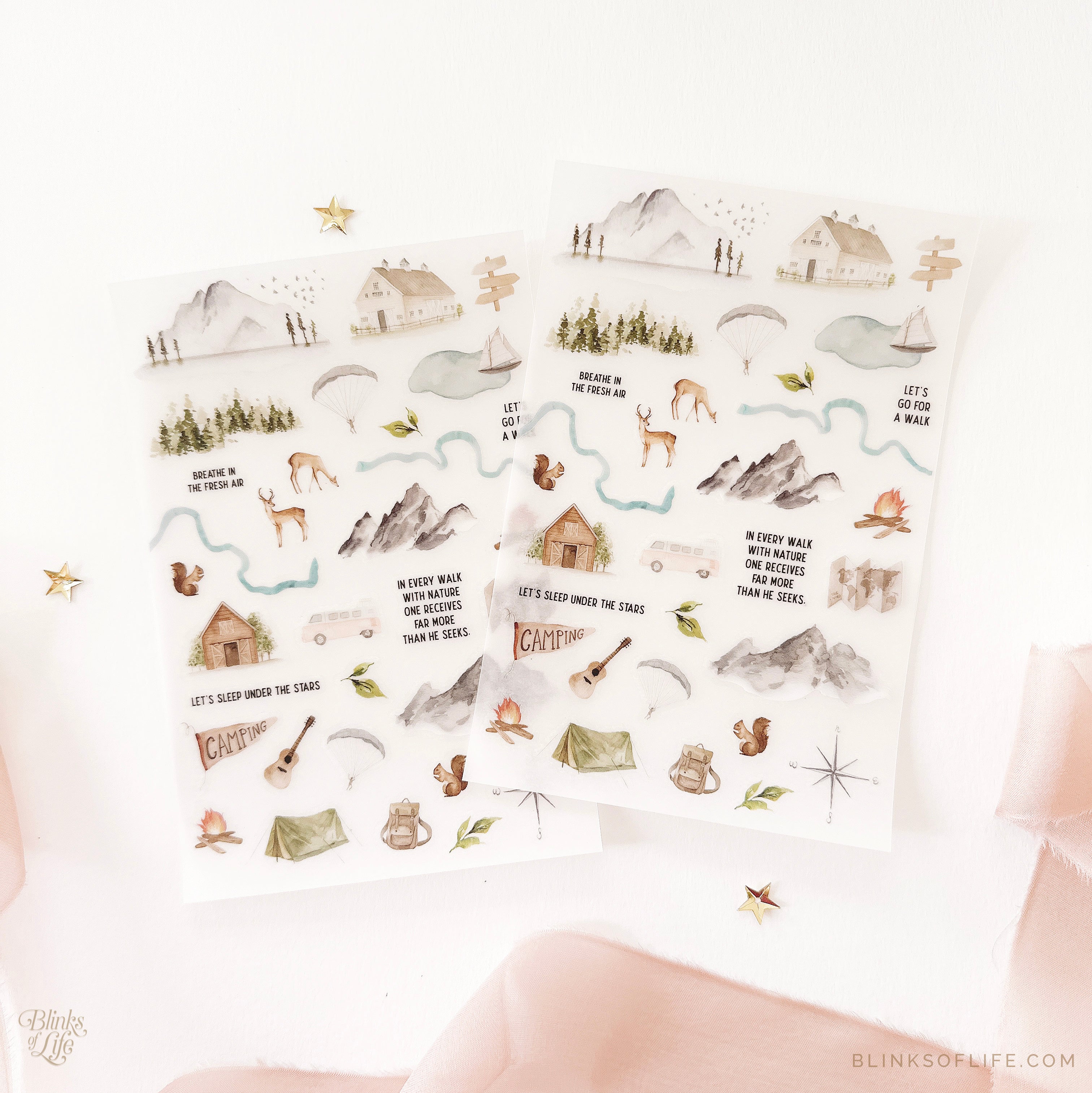 Blinks of Life - Botanical Transfer Stickers - Print-On Rub-On Stickers