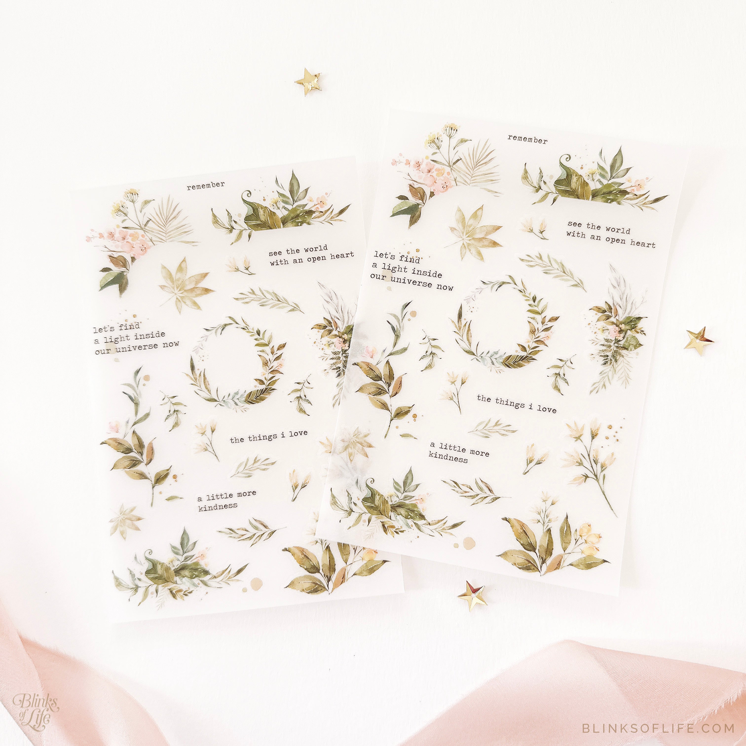 Blinks of Life Transfer Stickers - Botanical Rub-On Print-On stickers