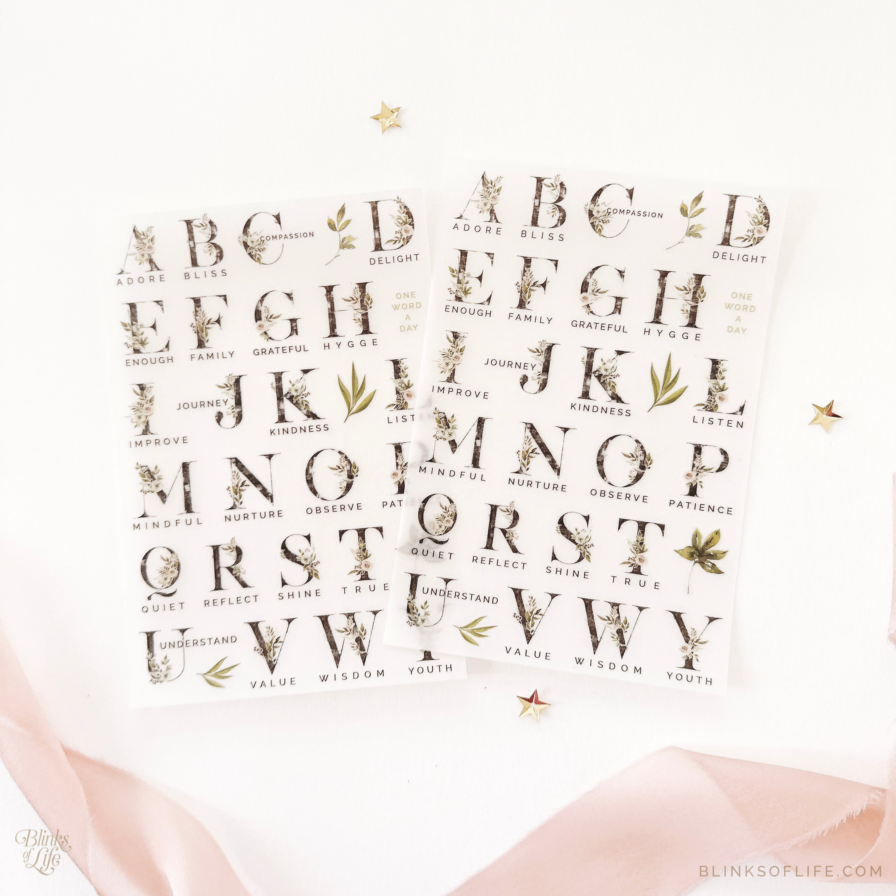 Blinks of Life - Botanical Transfer Stickers - Print-On Rub-On Stickers