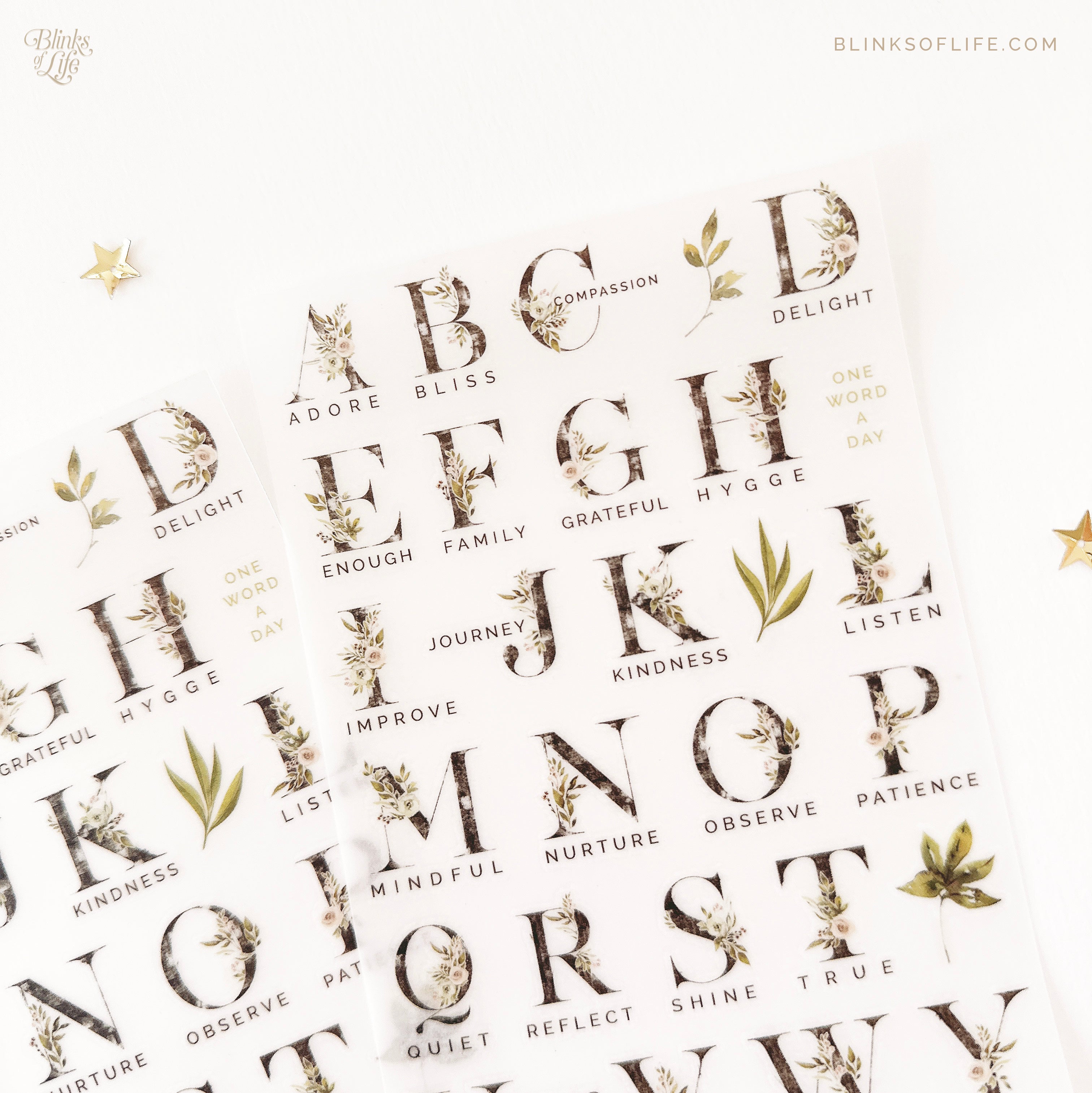 Blinks of Life - Botanical Transfer Stickers - Print-On Rub-On Stickers