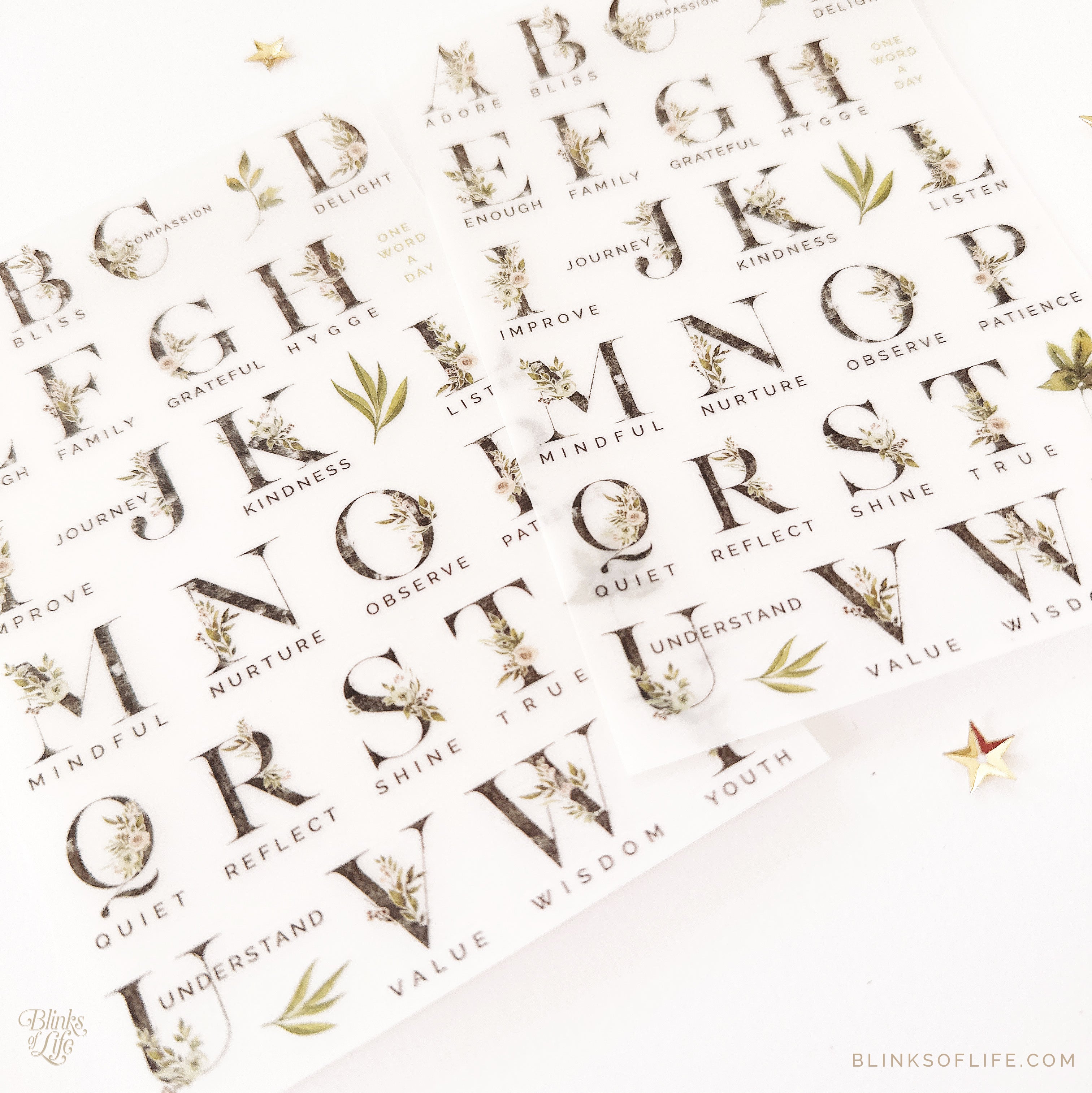 Blinks of Life - Botanical Transfer Stickers - Print-On Rub-On Stickers