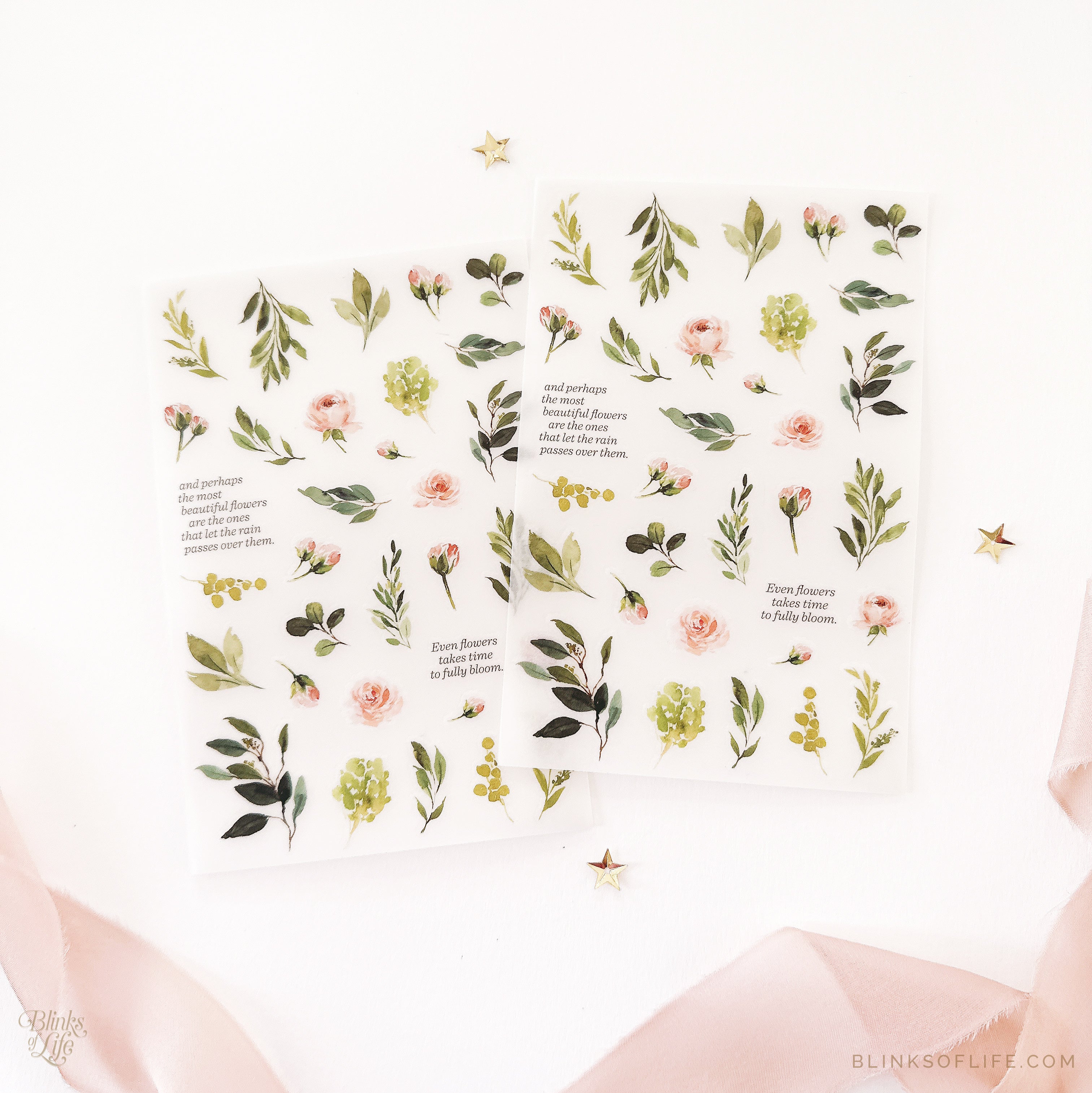 Blinks of Life - Botanical Transfer Stickers - Print-On Rub-On Stickers