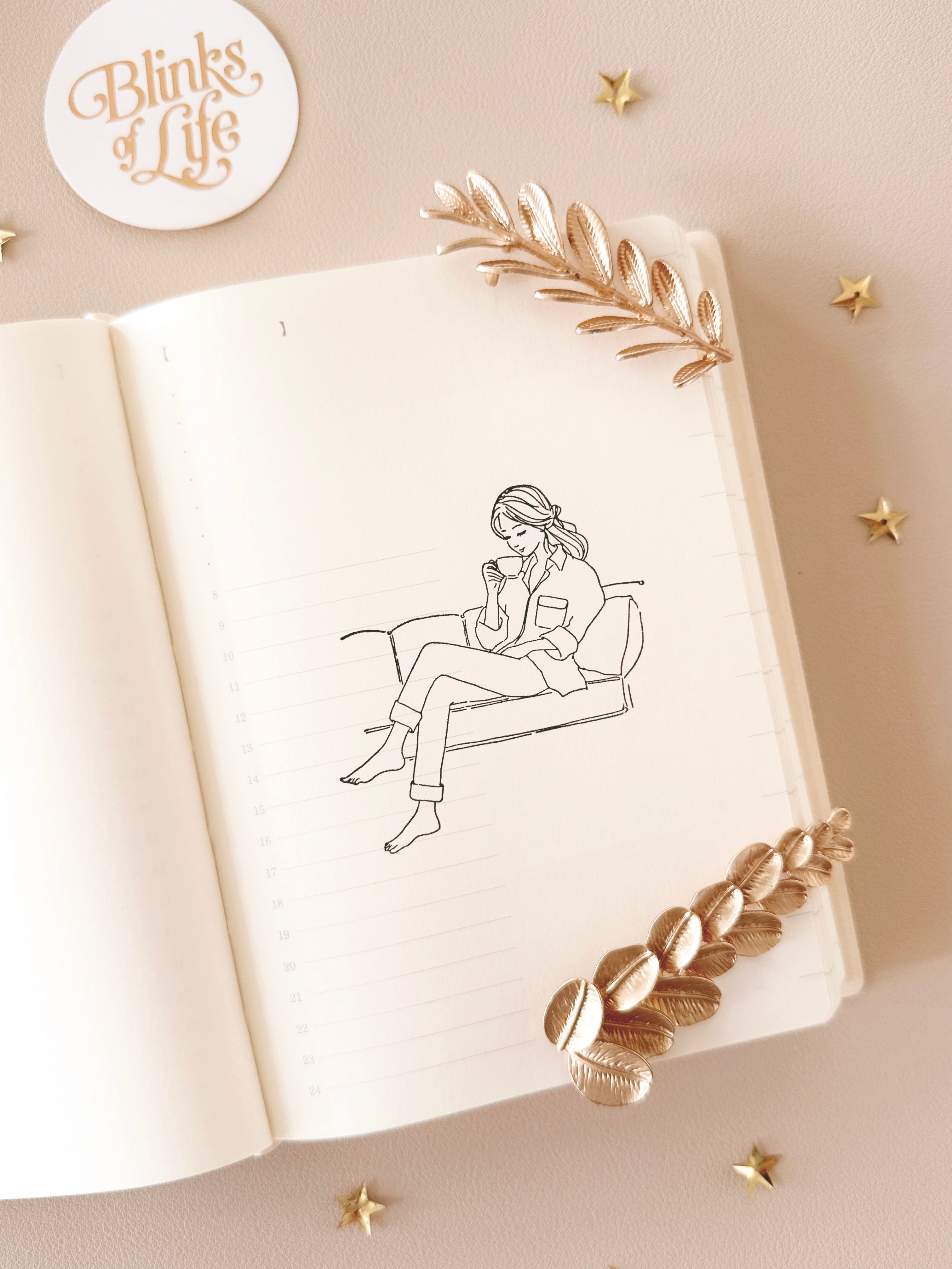 Blinks of Life - Journal Quote Illustration Rubber Stamp - Blissful - At Home