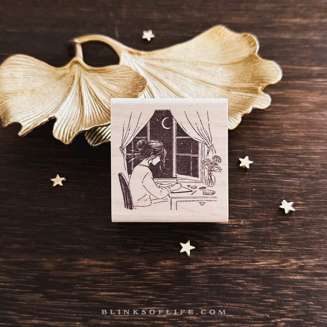 Blinks of Life - Wooden Rubber Stamp - Journal Quote