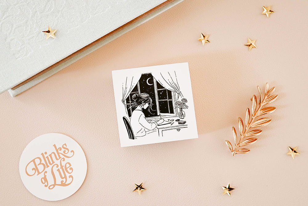 Blinks of Life - Journal Quote Illustration Rubber Stamp