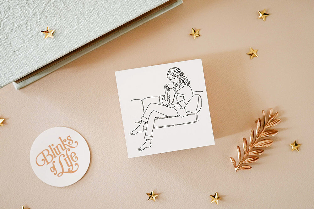 Blinks of Life - Journal Quote Illustration Rubber Stamp - Blissful - At Home