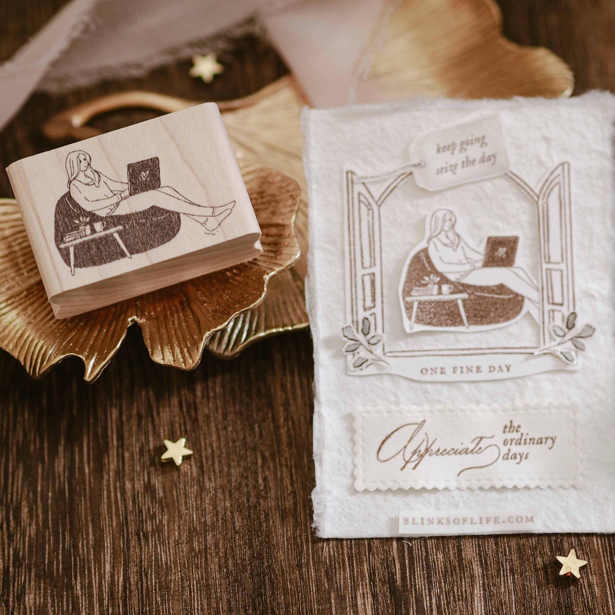 Blinks of Life - Appreciate the Ordinary Days - Rubber Stamp illustration