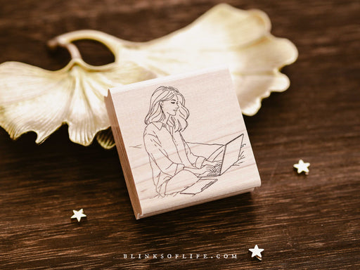 Blinks of Life - A Beautiful Mind Illustration - Wood Rubber Stamp