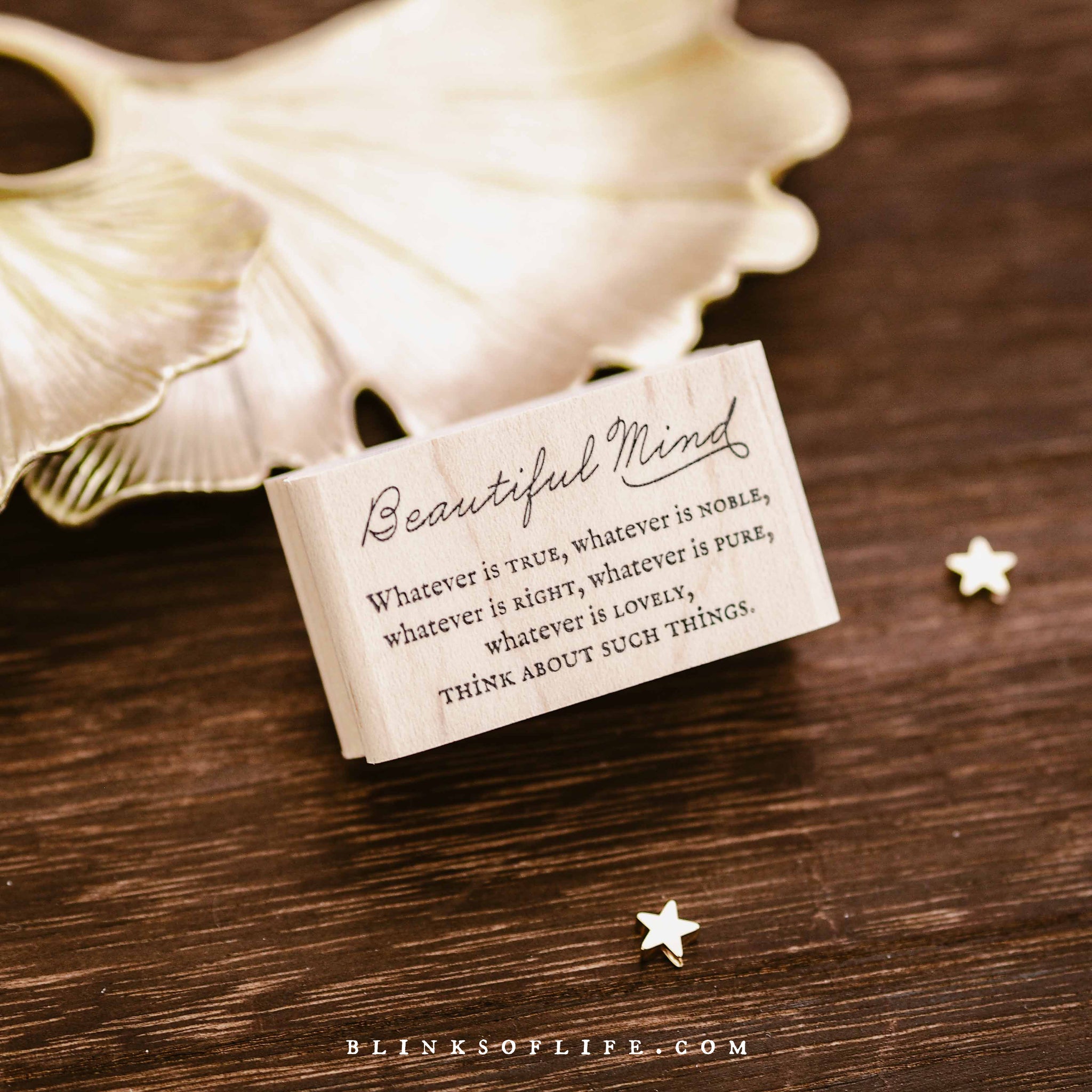 Blinks of Life - A Beautiful Mind - Wood Stamp Quote