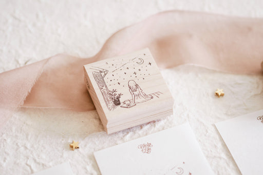 Blinks of Life - Rubber Stamp - Look at the Moon Illustration