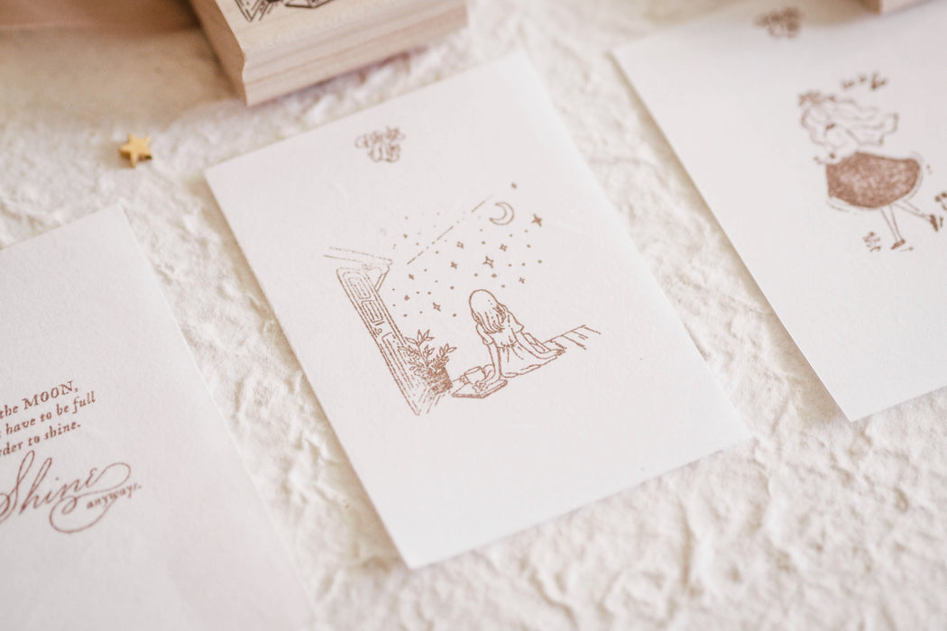 Blinks of Life - Rubber Stamp - Look at the Moon Illustration