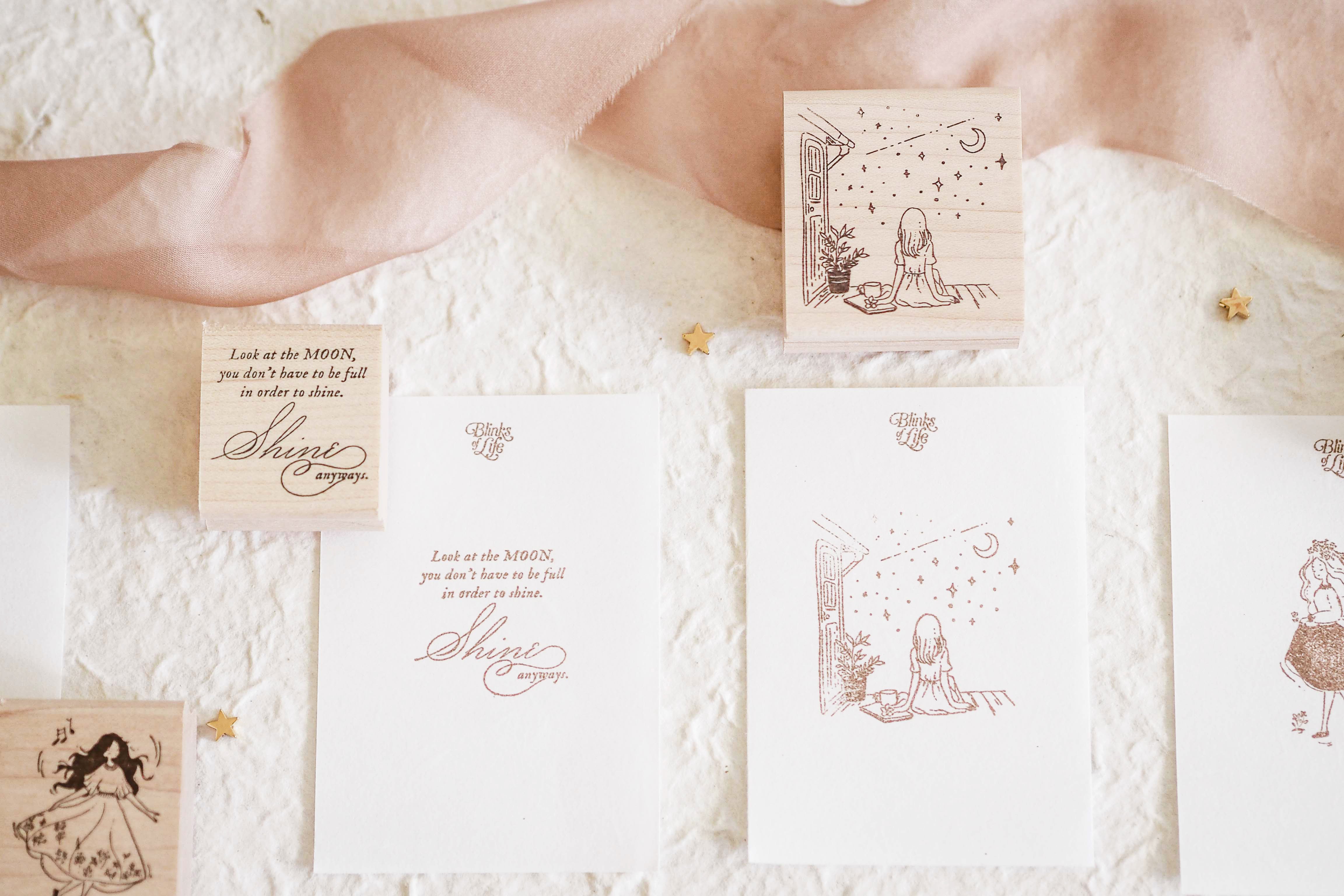 Blinks of Life - Rubber Stamp - Look at the Moon Illustration