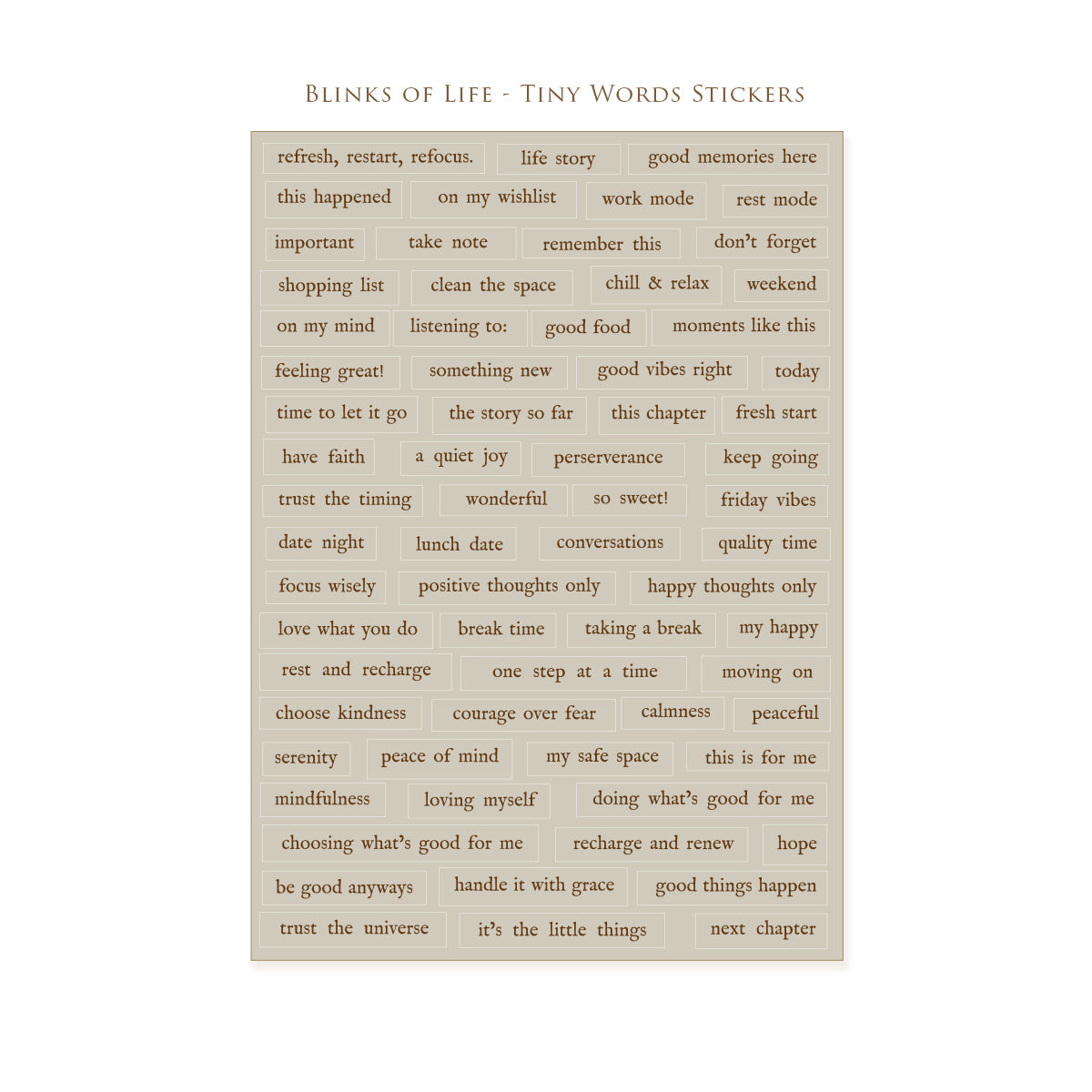 Blinks of Life - Tiny Words Journaling Stickers