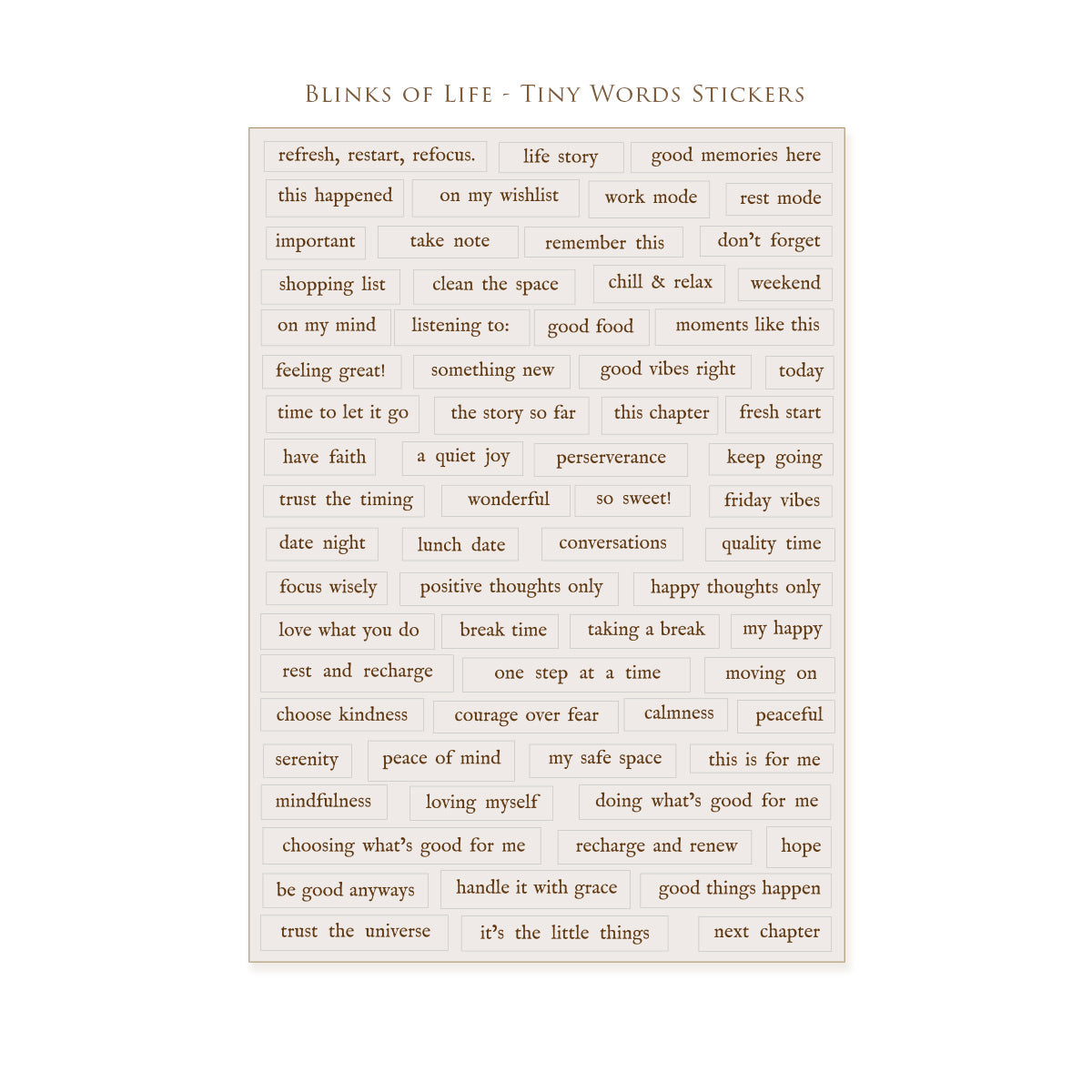 Blinks of Life - Tiny Words Journaling Stickers