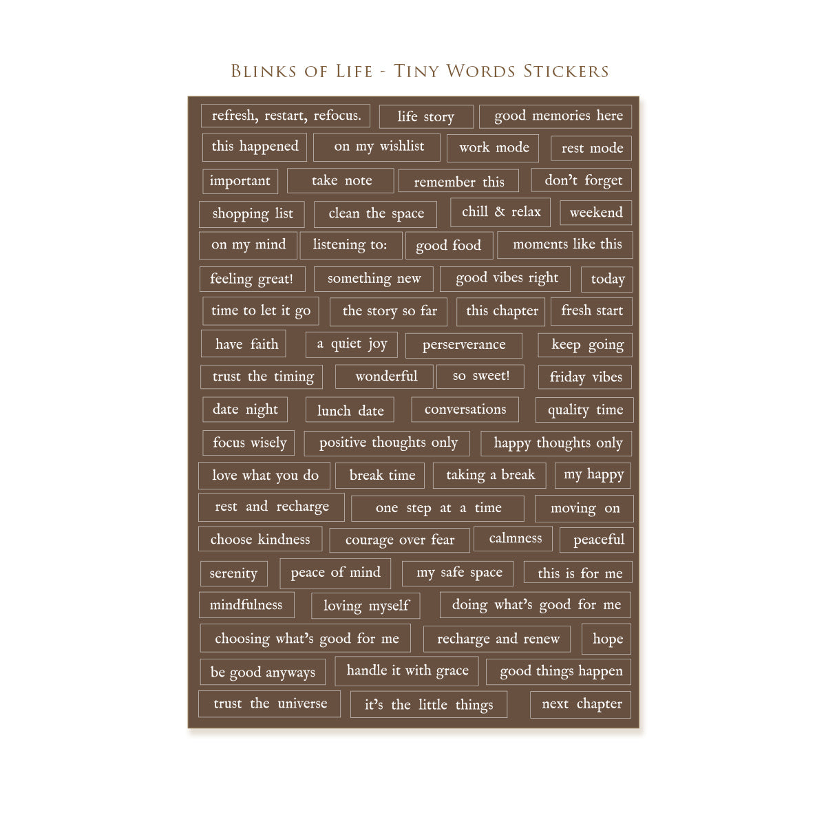 Blinks of Life - Tiny Words Journaling Stickers