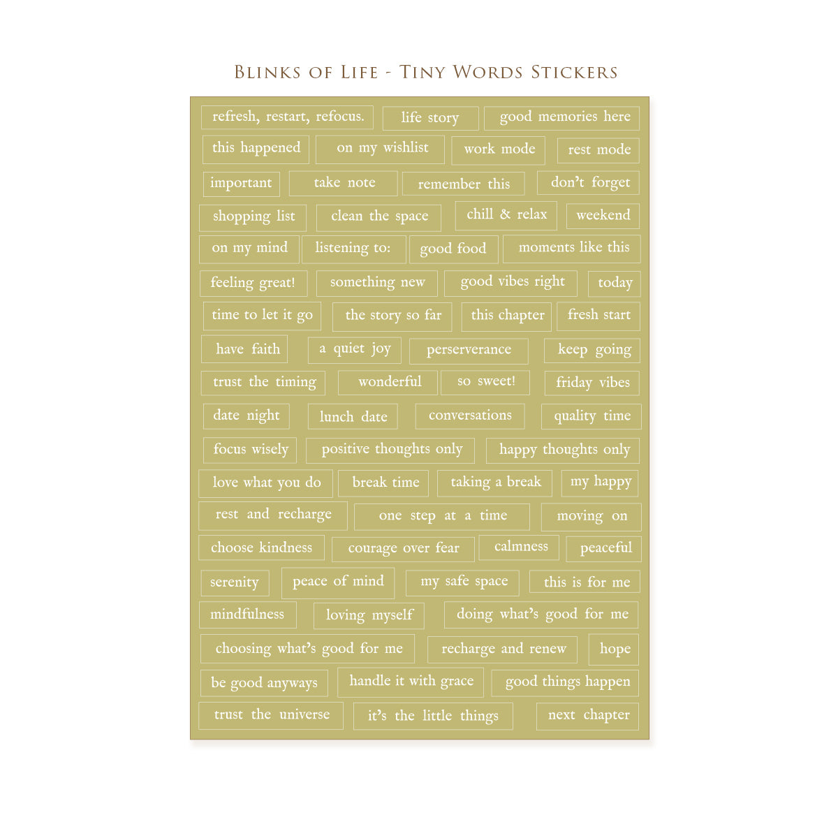 Blinks of Life - Tiny Words Journaling Stickers