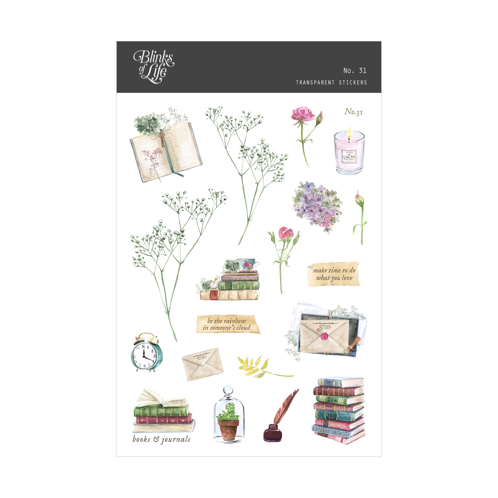 Blinks of Life - Journal Bujo Transparent Stickers