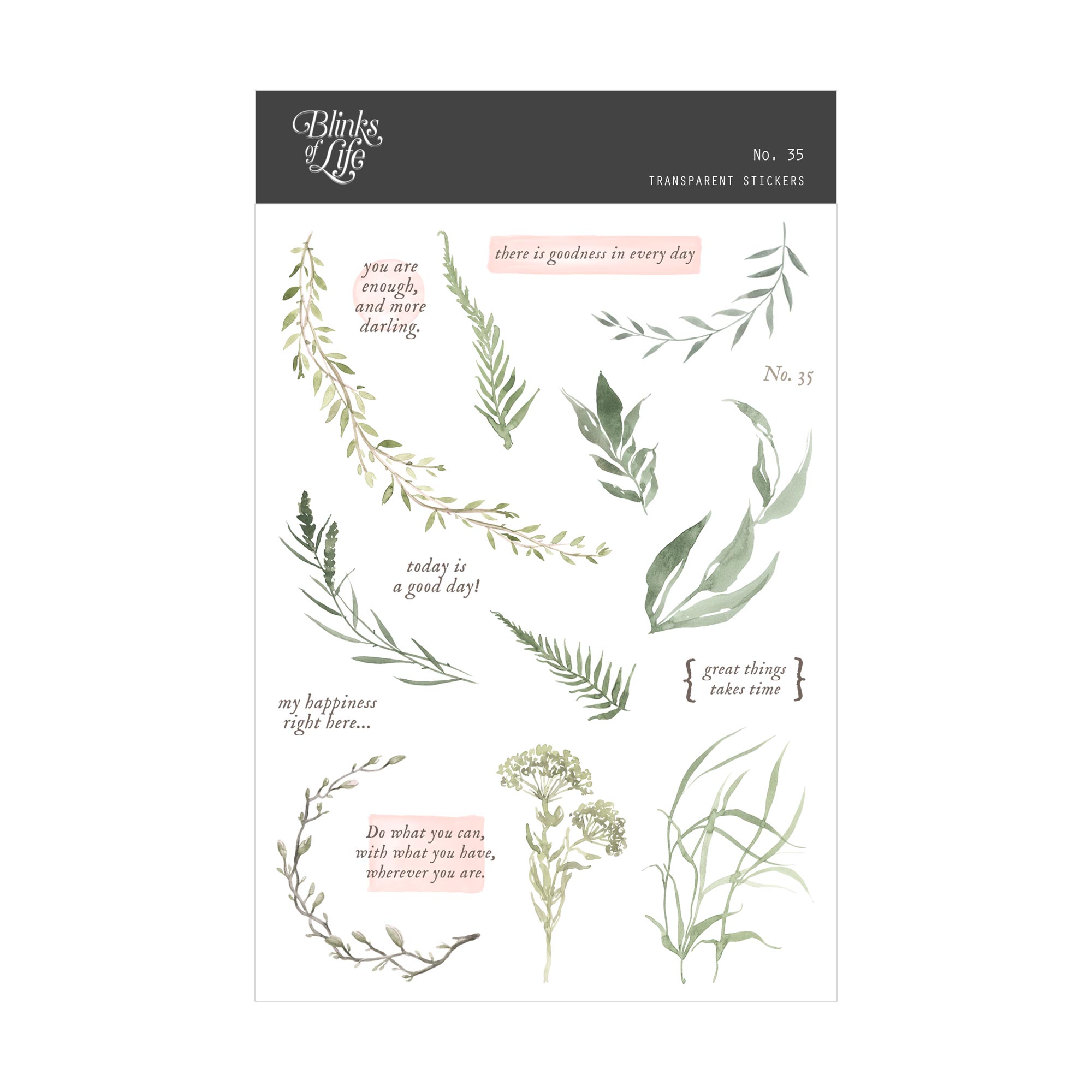 Blinks of Life - Journal Bujo Transparent Stickers