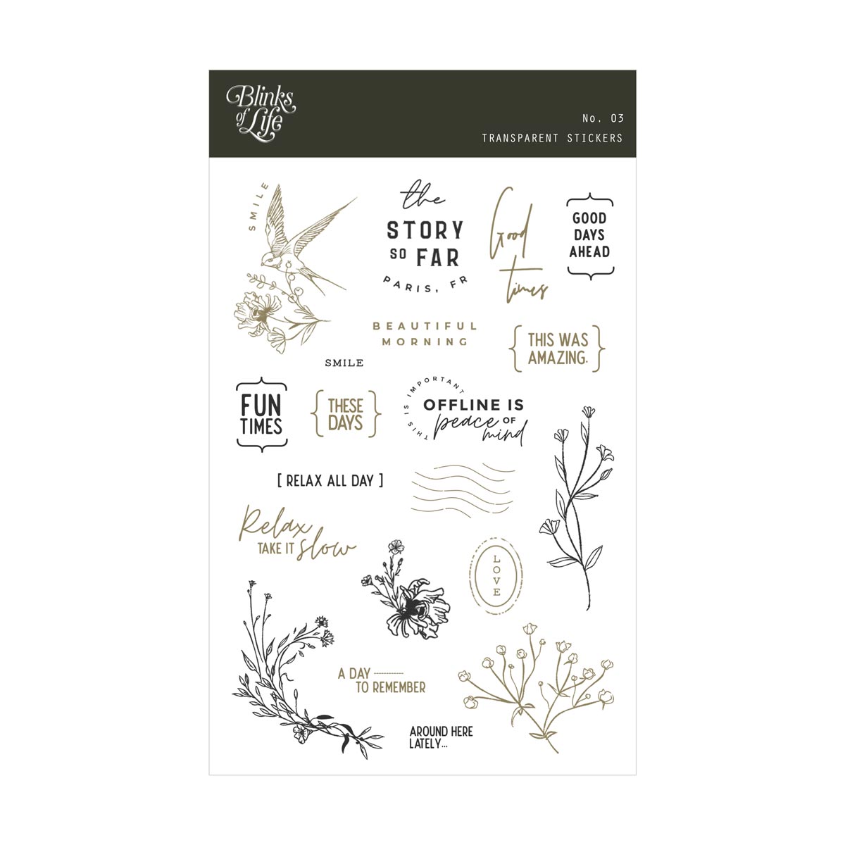 Blinks of Life Transparent Stickers No.03