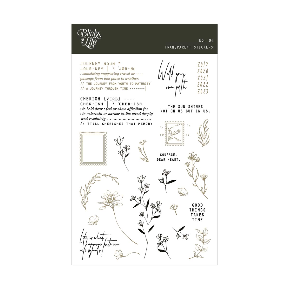 Blinks of Life Transparent Stickers - Bujo, Planner, Journal, Scrapbooking