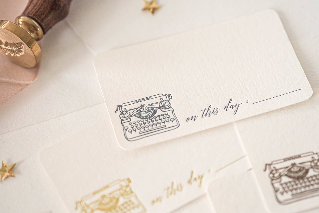 Letterpress Notecard - Vintage Typewriter in Midnight Blue